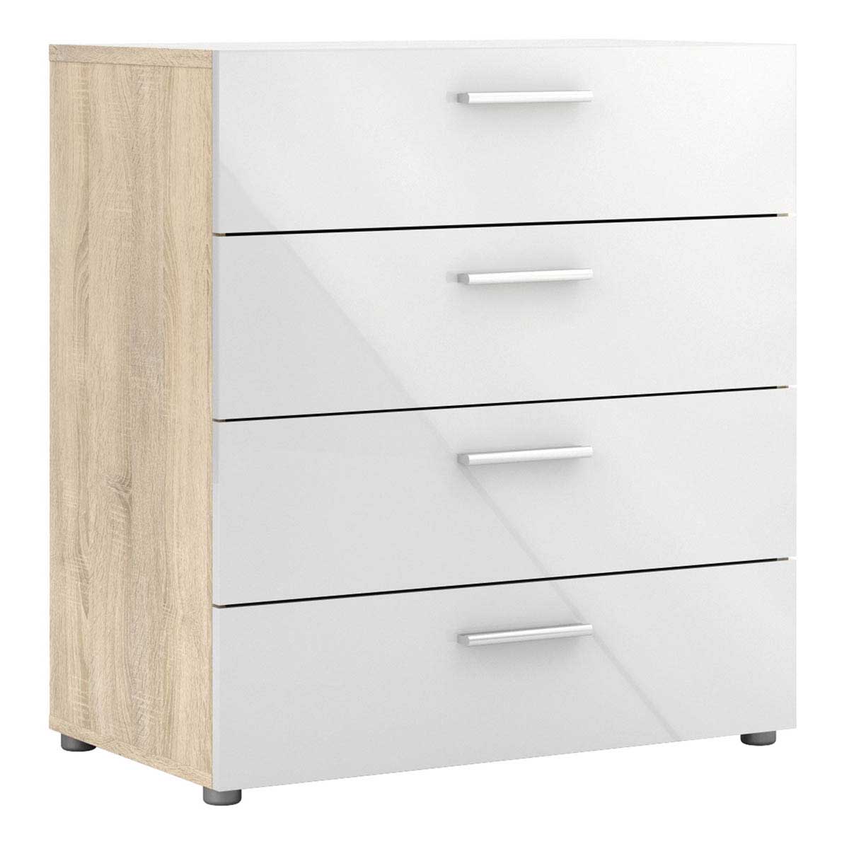 Pepe Chest of 4 Drawers Oak with White High Gloss